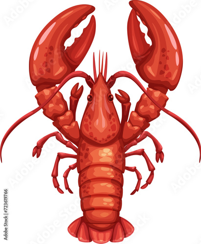 Crab, cartoon seafood and sea food cuisine or gourmet dish, isolated vector. Seafood and fishing market or product package icon of fresh crab for kitchen food cooking or delicatessen culinary