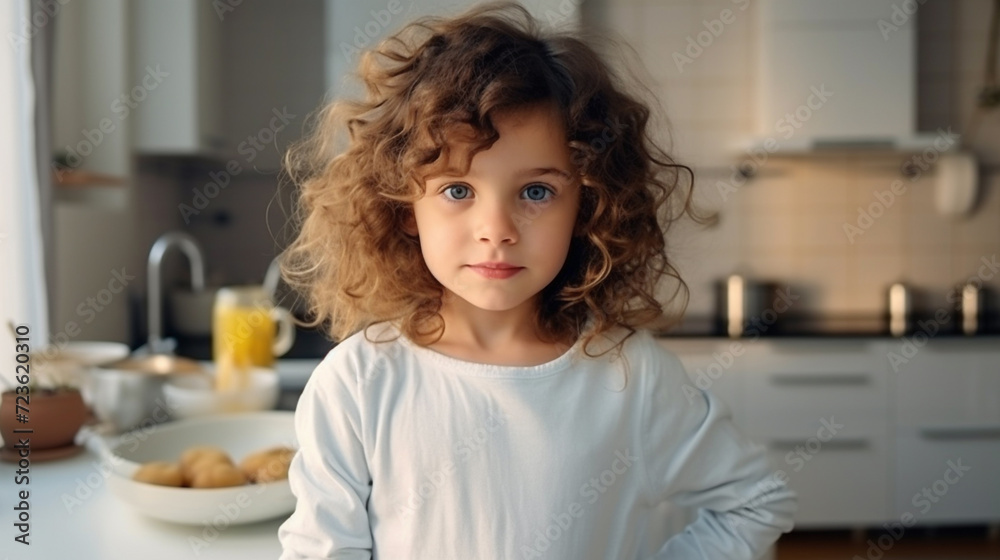 Portrait of a little girl in the kitchen Portrait of a little girl in the kitchen