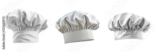 White Chef's Caps Set Isolated on Transparent or White Background, PNG