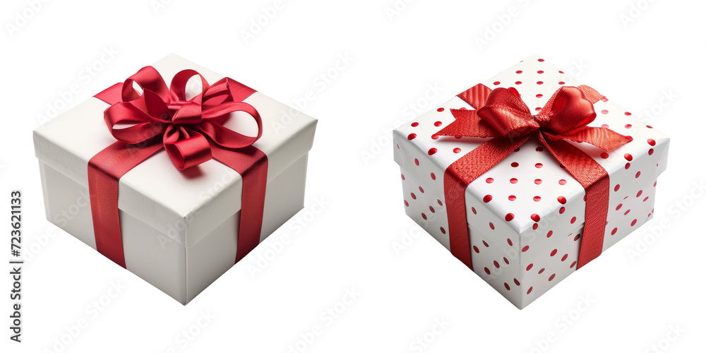 Obraz premium Valentines Gift Box Set Isolated on Transparent or White Background, PNG