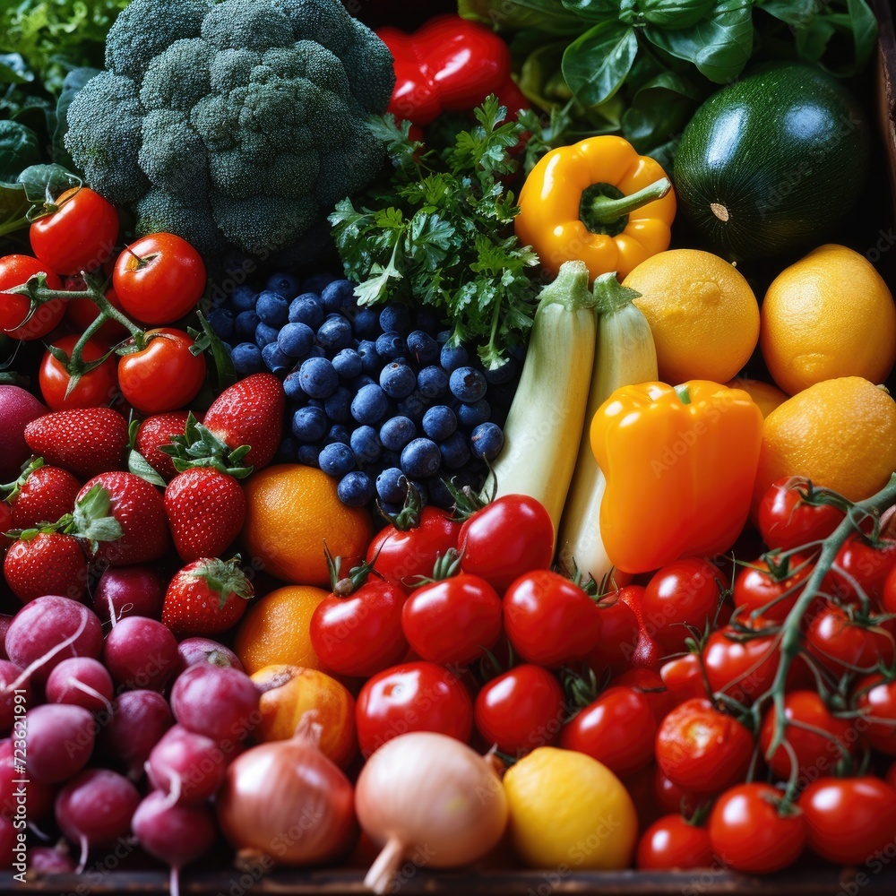 Nutrient-Rich Diet: Vibrant Fresh Fruits and Vegetables Nutrient-Rich Diet: Vibrant Fresh Fruits and Vegetables