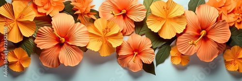 Floral Arrangement with Orange and Pink Hibiscus Flowers