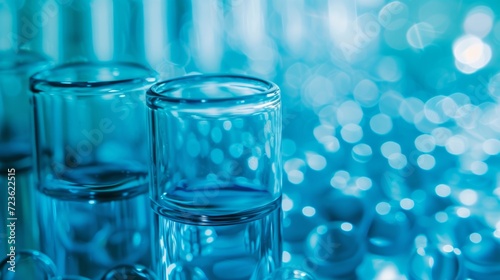 A stunning collection of transparent glass drinkware, sitting neatly on a shelf, eagerly awaiting the next pour of refreshing water