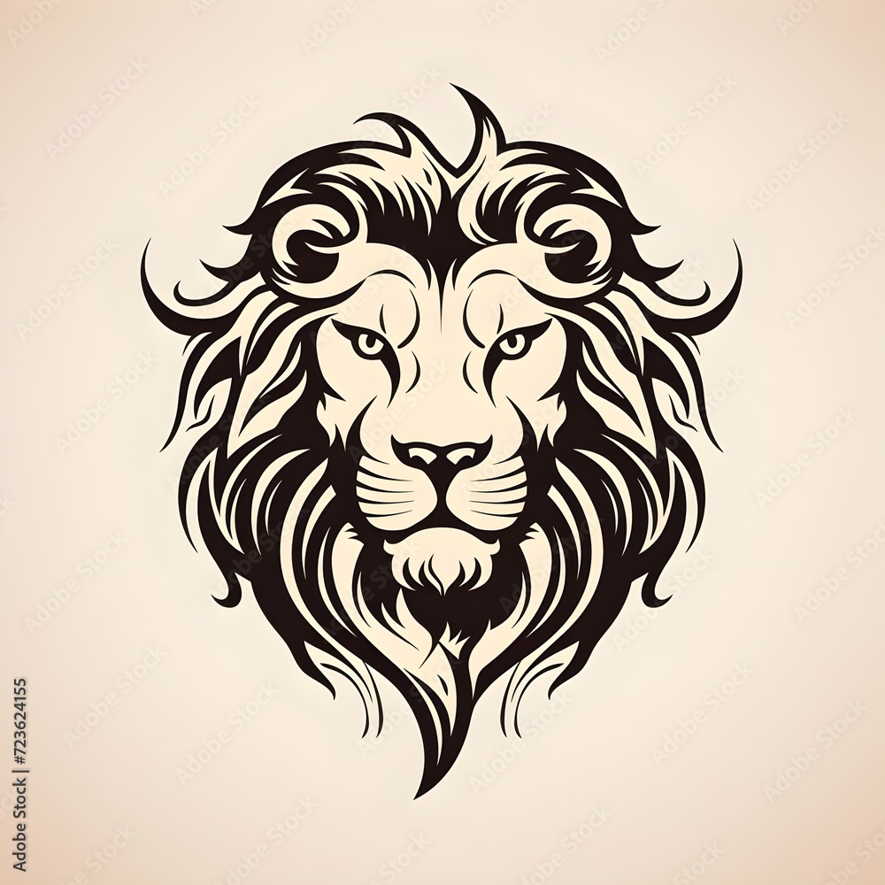 tribal lion tattoo sketch logo illustration. lion king logo. vector logo illustration