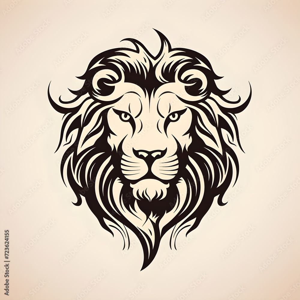 Fototapeta premium tribal lion tattoo sketch logo illustration. lion king logo. vector logo illustration