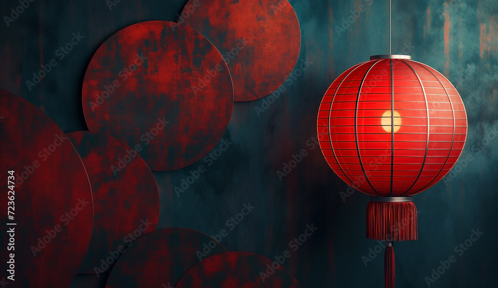Chinese lantern on red background lamp light image and use it as wallpaper, poster and banner design