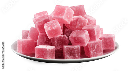 Turkish Delight on white isolated on clear png background and transparent background. Bakery and pastry concept for cafe and restaurent, AI generative.