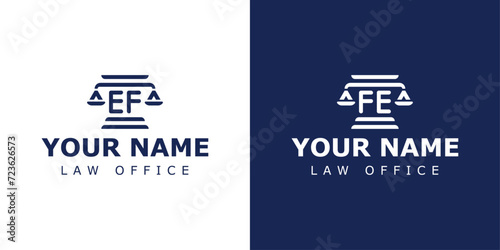 Letters EF and FE Legal Logo, suitable for lawyer, legal, or justice with EF or FE initials