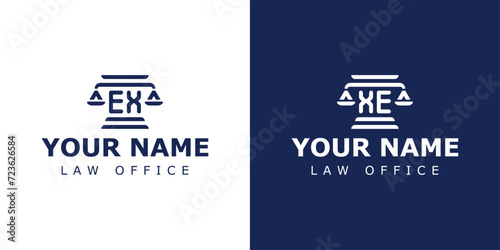 Letters EX and XE Legal Logo, suitable for lawyer, legal, or justice with EX or XE initials photo