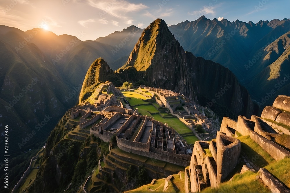 Serene Machu Picchu Sunrise

Aerial drone shots capturing the tranquil sunrise over Machu Picchu - obrazy, fototapety, plakaty 