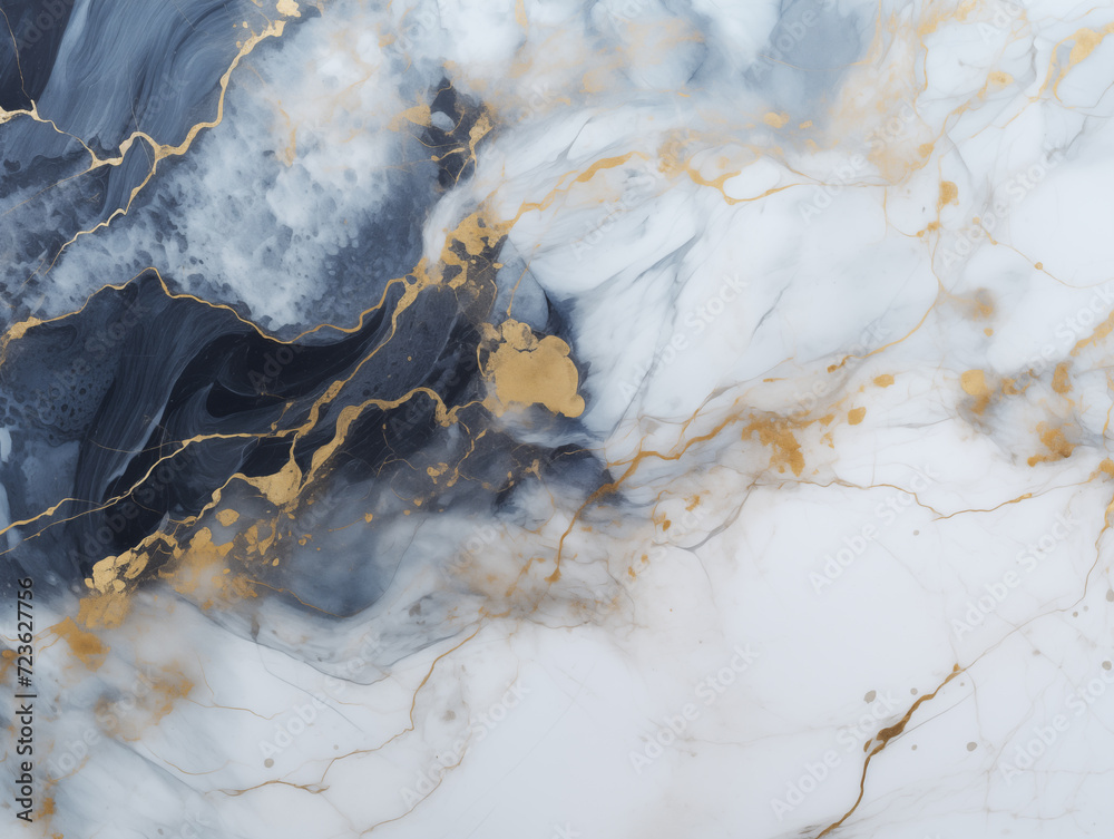 White and blue with golden lines marble texture
