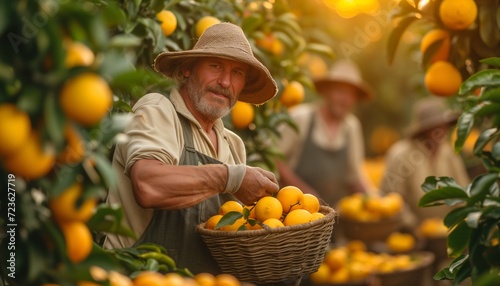 Fruit Picking in Summer: People on Plantation