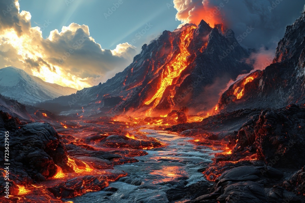 eruption. lava flows