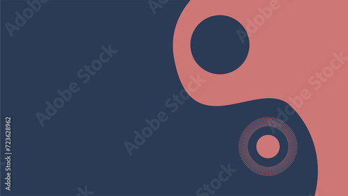 Navy Blue and Peach Pink Flat Abstract Yin Yang Swirl Texture Background
