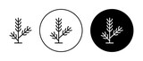 Pine branch icon set. Cedar spruce vector symbol in a black filled and outlined style. Tree branches sign