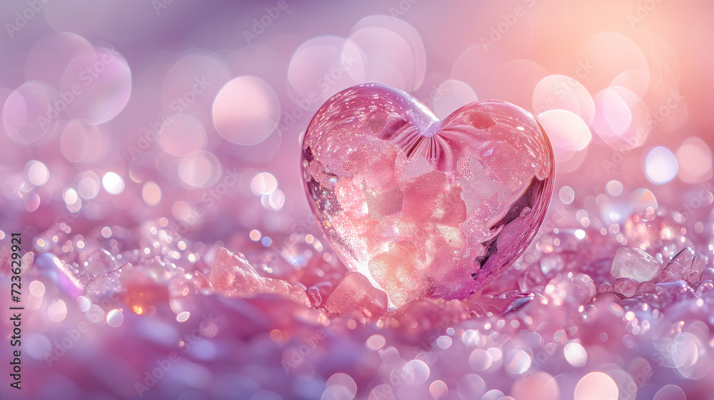 pink heart with bokeh