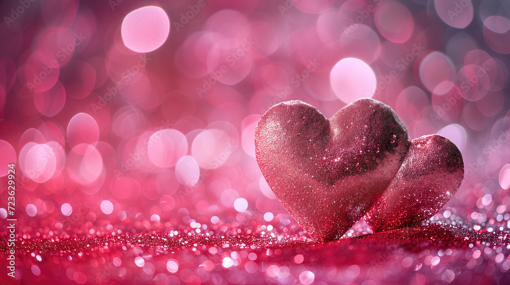 Fototapeta premium pink heart with bokeh