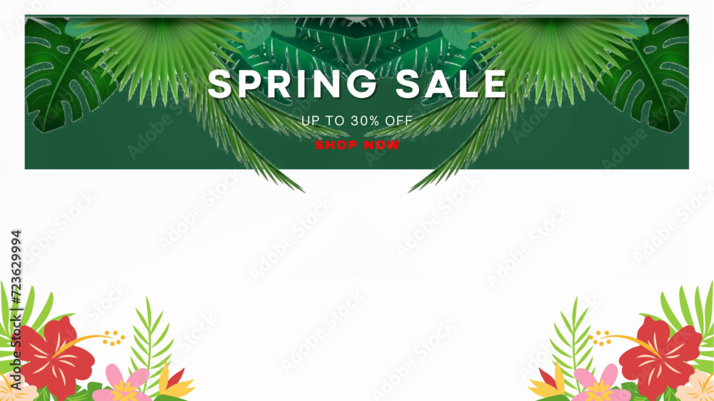 Obraz premium Spring sale background with beautiful flower. Vector illustration