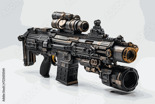 Rifle with optical sight and bipod,