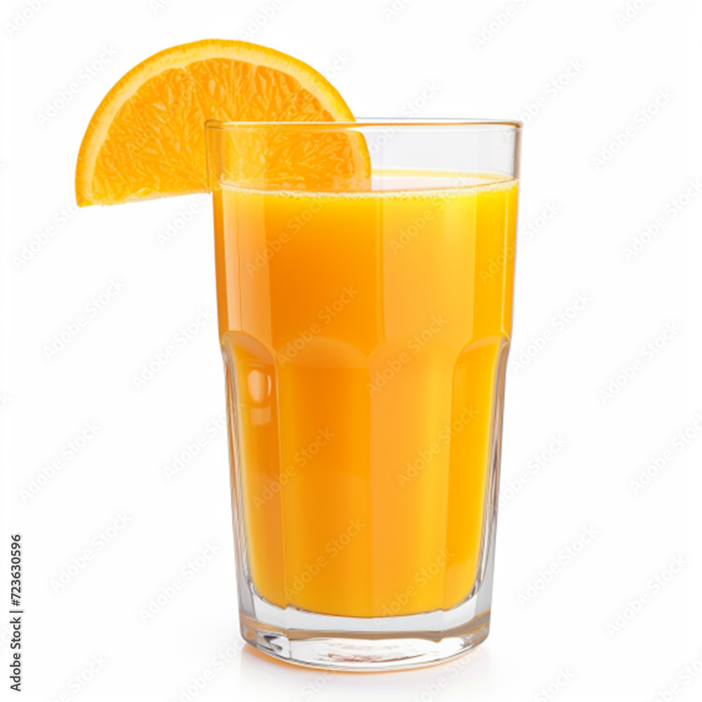 Orange juice glass, isolated on white background ai technology Orange juice glass, isolated on white background ai technology