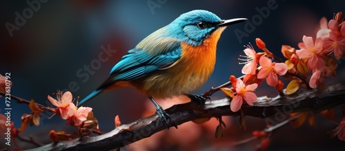 Beautiful Blue-tailed Sunbird on a blurred background © GoDress