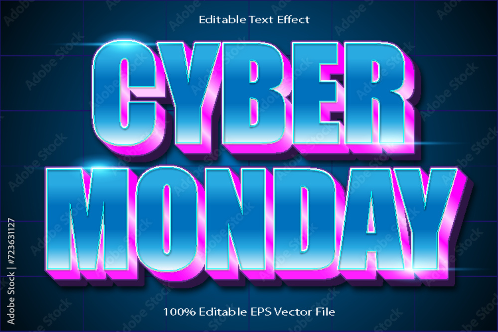 Cyber Monday Editable Text Effect Emboss Cartoon Gradient Style