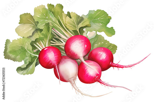 bunch of radishes isolated on PNG Background. Generative Ai.