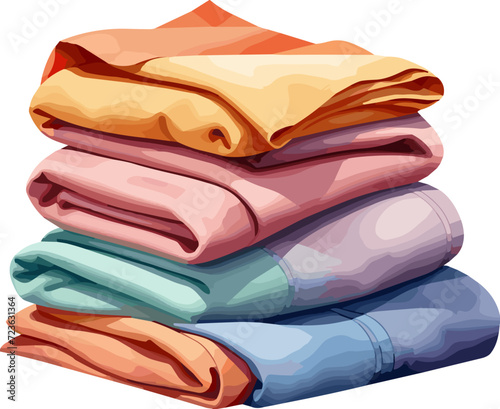 Stack of colorful cloths, watercolor illustration isolated on transparent background svg 