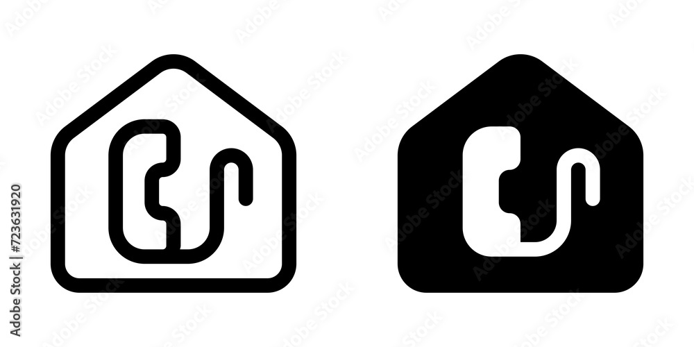 Editable home telephone, phone, call vector icon. Remote work, job, profession, freelance. Part of a big icon set family. Perfect for web and app interfaces, presentations, infographics, etc Editable home telephone, phone, call vector icon. Remote work, job, profession, freelance. Part of a big icon set family. Perfect for web and app interfaces, presentations, infographics, etc