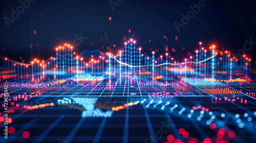 Marketing Digital Stock: Chart Currency Graph in Finance Financial Background with Analysis Exchange and Growth Business