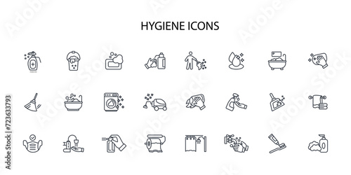 Hygiene icon set.vector.Editable stroke.linear style sign for use web design,logo.Symbol illustration. photo