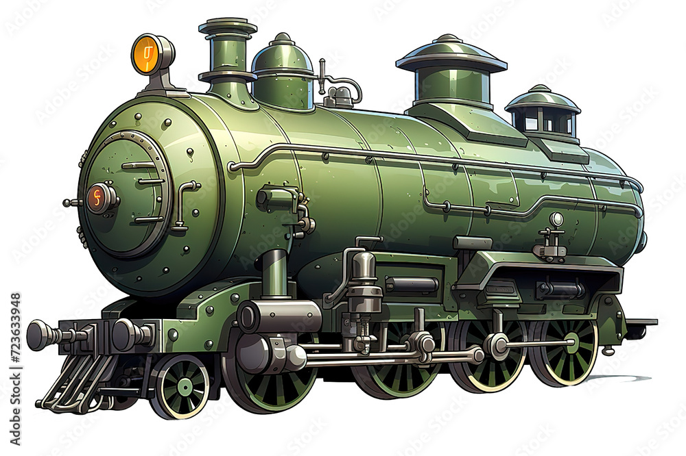 Vintage old locomotive train isolated on PNG Background. Generative Ai.