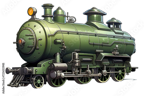 Vintage old locomotive train isolated on PNG Background. Generative Ai.