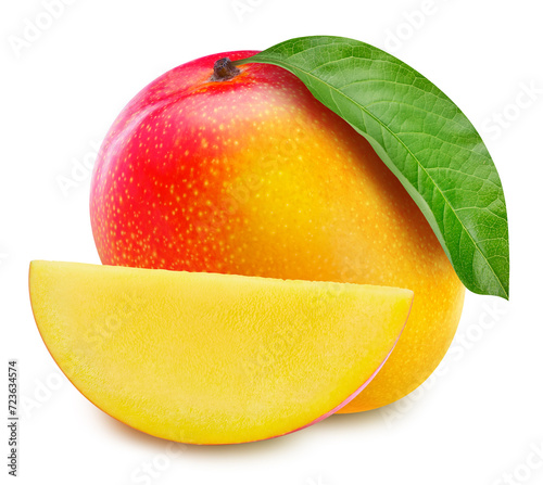 Ripe mango fruit slice isolated