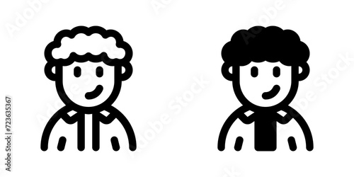 Editable person with curly hair avatar vector icon. User, profile, identity, persona. Part of a big icon set family. Perfect for web and app interfaces, presentations, infographics, etc