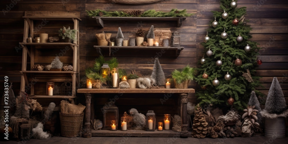 Rustic Christmas decor for indoors.