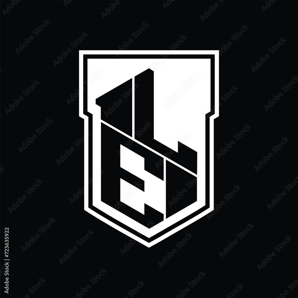 LE Logo monogram hexagon geometric up and down inside shield isolated style design template LE Logo monogram hexagon geometric up and down inside shield isolated style design template