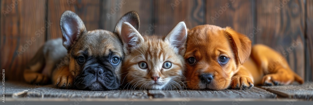 Portrait Funny Dogs Cat Together Isolated, Desktop Wallpaper Backgrounds, Background HD For Designer