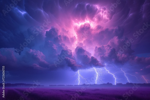 A purple thunderstorm over a field of lavender