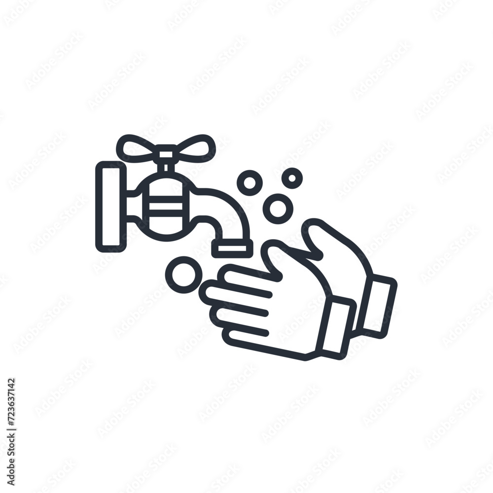 wash hands icon. vector.Editable stroke.linear style sign for use web design,logo.Symbol illustration.