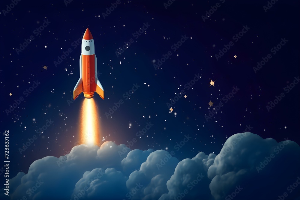 Rocket Launching Into The Starry Night Sky Rocket Launching Into The Starry Night Sky