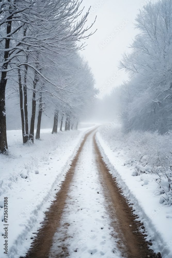 Snowy blizzard on a countrside path in a winter time Snowy blizzard on a countrside path in a winter time