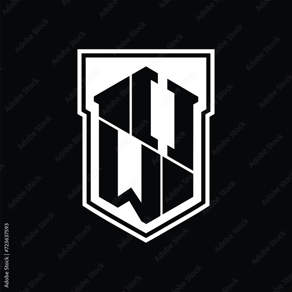 OW Logo monogram hexagon geometric up and down inside shield isolated style design template OW Logo monogram hexagon geometric up and down inside shield isolated style design template