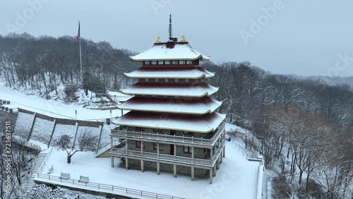 Wallpaper Mural Aerial shot of pagoda in winter. Asian architecture in America theme. Torontodigital.ca