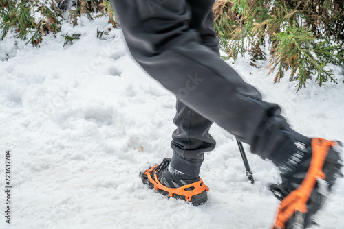 Winter snow mountaineering equipment crampons