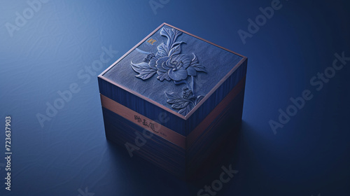 Embracing the Artistry: An Elegant Blue and Brown Floral Embossed Wooden Box - A Perfect Storage Solution for Jewelry and Keepsakes © Canvas Elegance