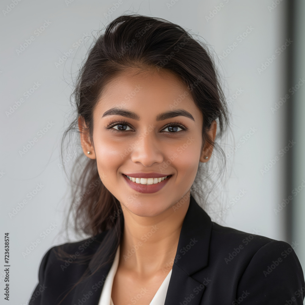 Half-shot photograph of an Indian businesswoman in an office Half-shot photograph of an Indian businesswoman in an office