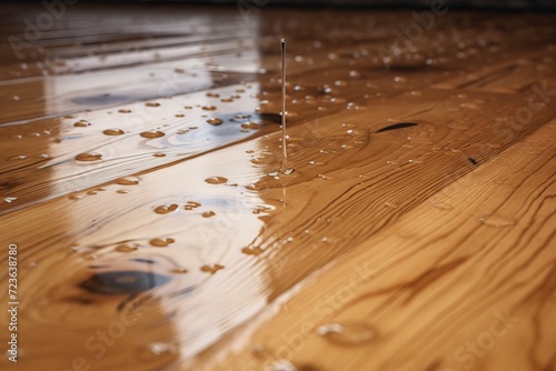 Moisture protection for wood and floors. Glowing covered wooden floor humidity safety. Generate ai photo