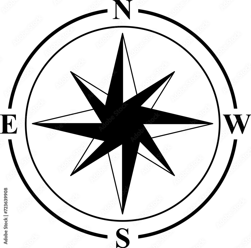 Vector compass icons of north, south, east and west direction. Vector illustration. Vector compass icons of north, south, east and west direction. Vector illustration.