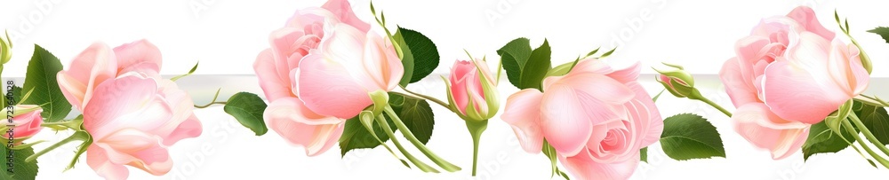 Vector horizontal seamless background with pink rosebuds